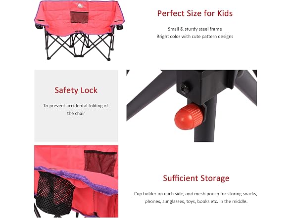 SUNNYFEEL Pink Kids Double Camping Chair