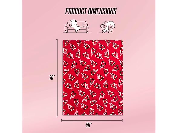 Juicy Couture Candy Cane Hearts Plush 50" x 70" Blanket