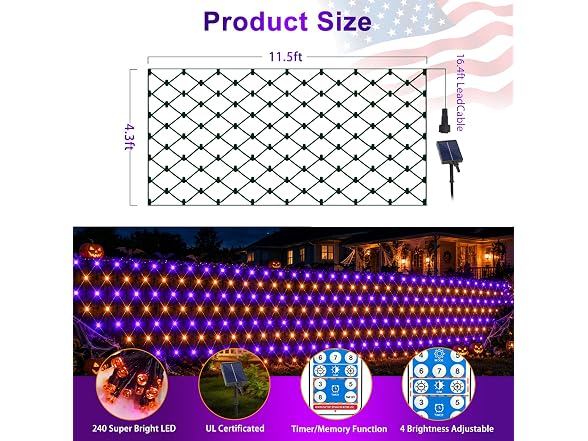 Forlivese Solar Halloween Net Lights