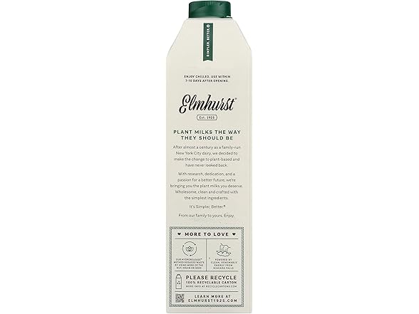 1CT Elmhurst, Milk Oat Unsweetened, 32 Fl Oz