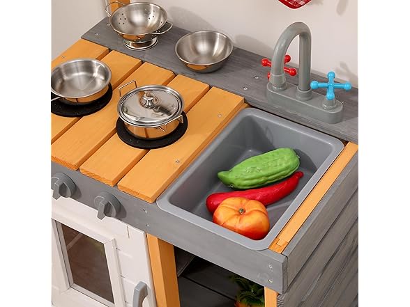 OUTLANE Wooden Play Kitchen Set for Kids