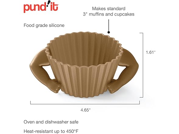 Pund'it Stud Muffins, Set of 4 Standard Size Muffin and Cupcake Wrappers