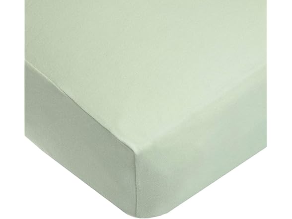 2Pk Cotton Crib Sheets, Celery and White