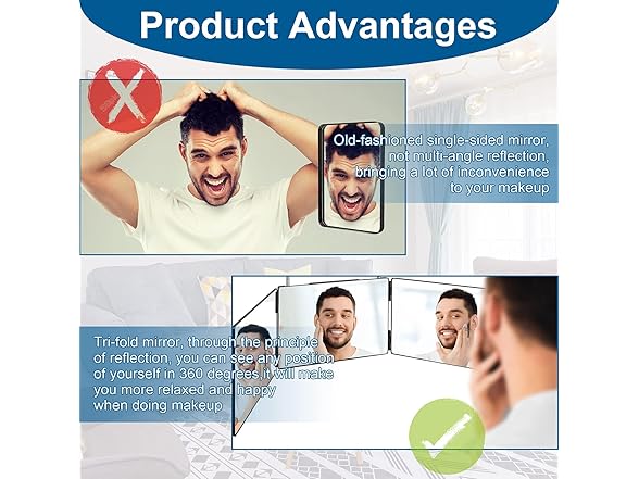 LMZNXCZ 3 Way Mirror for Self Hair Cutting