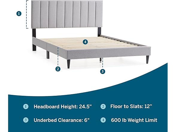 Lucid Queen Bedframe with Headboard