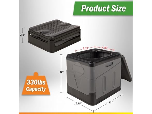 Portable Toilet for Adults - 330lb Capacity