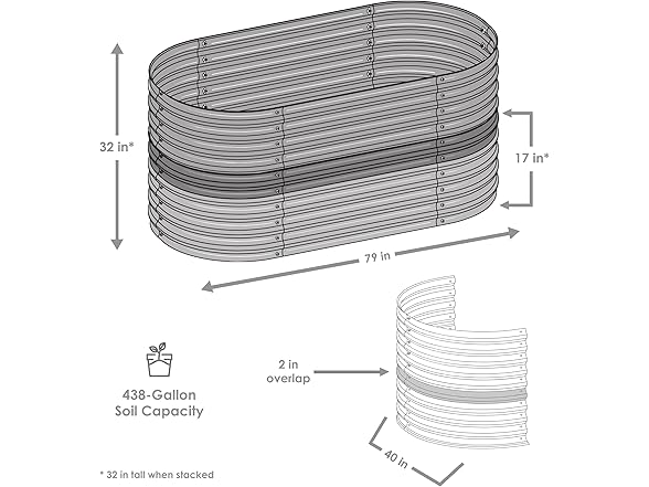 Sunnydaze 62.5-Inch Oval Raised Garden Bed