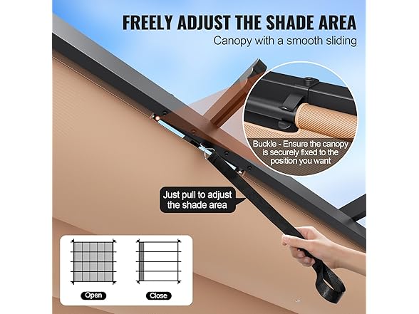 VEVOR 10'x10' Outdoor Retractable Pergola with Canopy