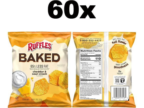 Baked Ruffles Cheddar and Sour Cream Pack of 60