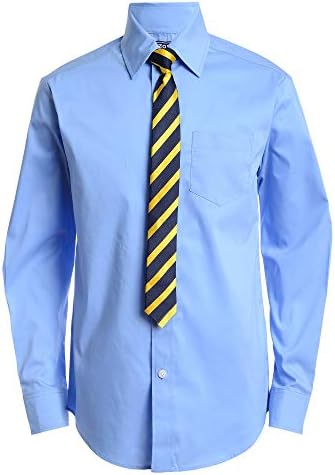 IZOD Boys' Big L/S Button-Down Collared Dress Shirt with Tie and Chest Pocket, Ocean View, 14