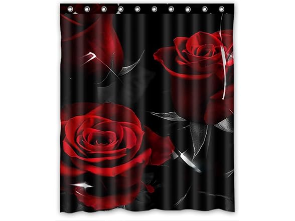 Glam Fire Red Rose And Black Leaves Bath