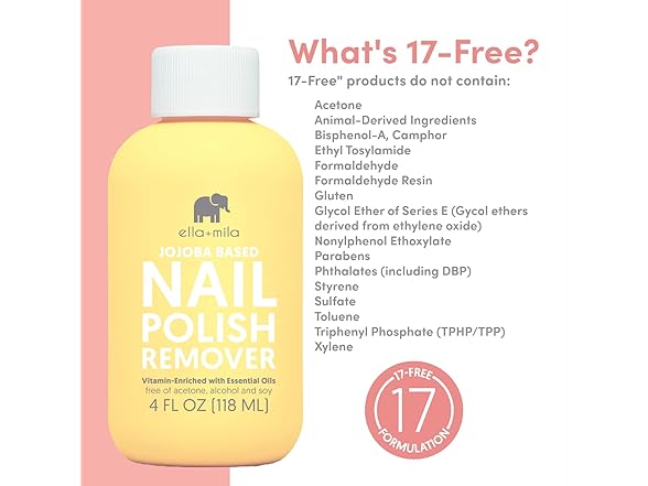 ella+mila Jojoba Nail Polish Remover Non-Acetone