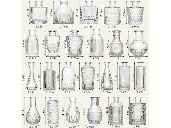 Arme 60Pcs Clear Glass Bud Vase