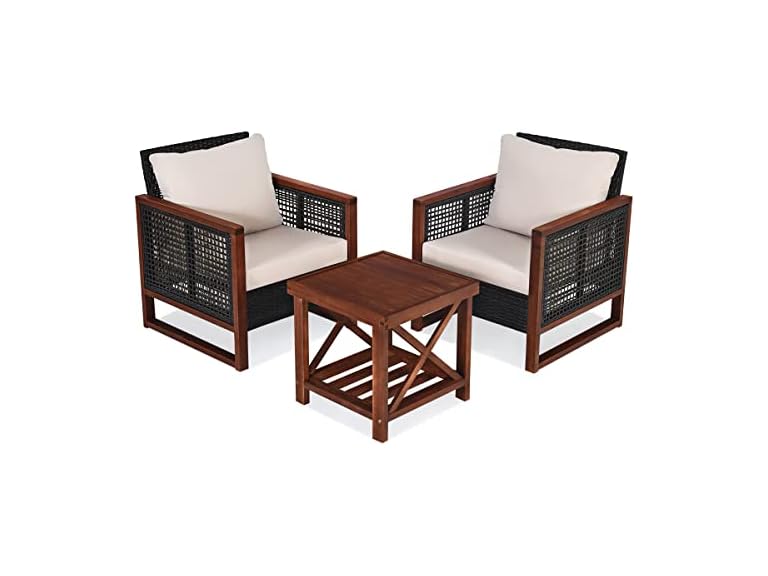 Wicker Chairs with Coffee Table