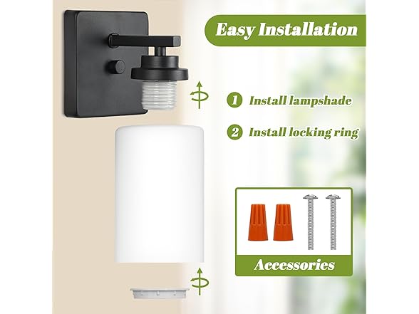 VerRon Set of 2 Wall Sconces for Bathroom, Black