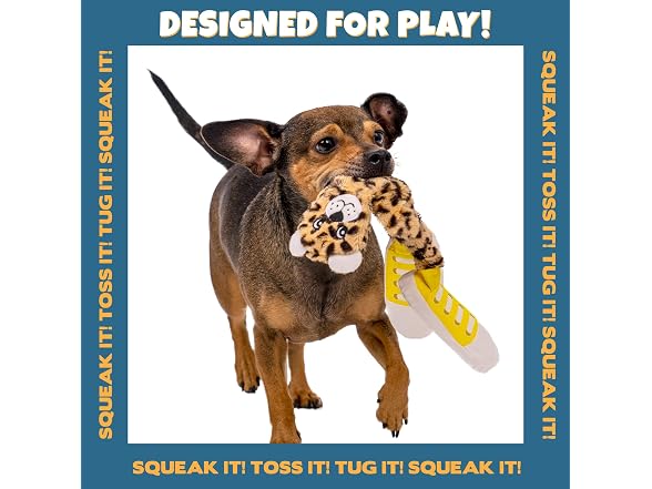 Pet Factory Squeaky Sneakers Bungee Tug Plush