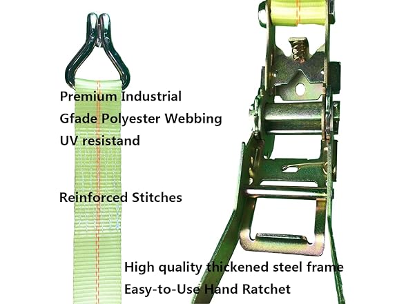 GXTOOL Ratchet Tie Down Strap - 2 Pack 2" x 17'
