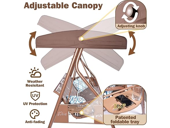 ZZW 8036 Textilene Patio Swing Curved-frame
