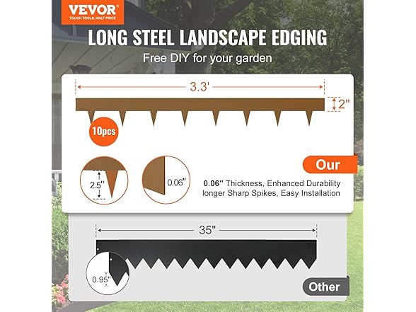 VEVOR 10-pack Steel Garden Edging Borders