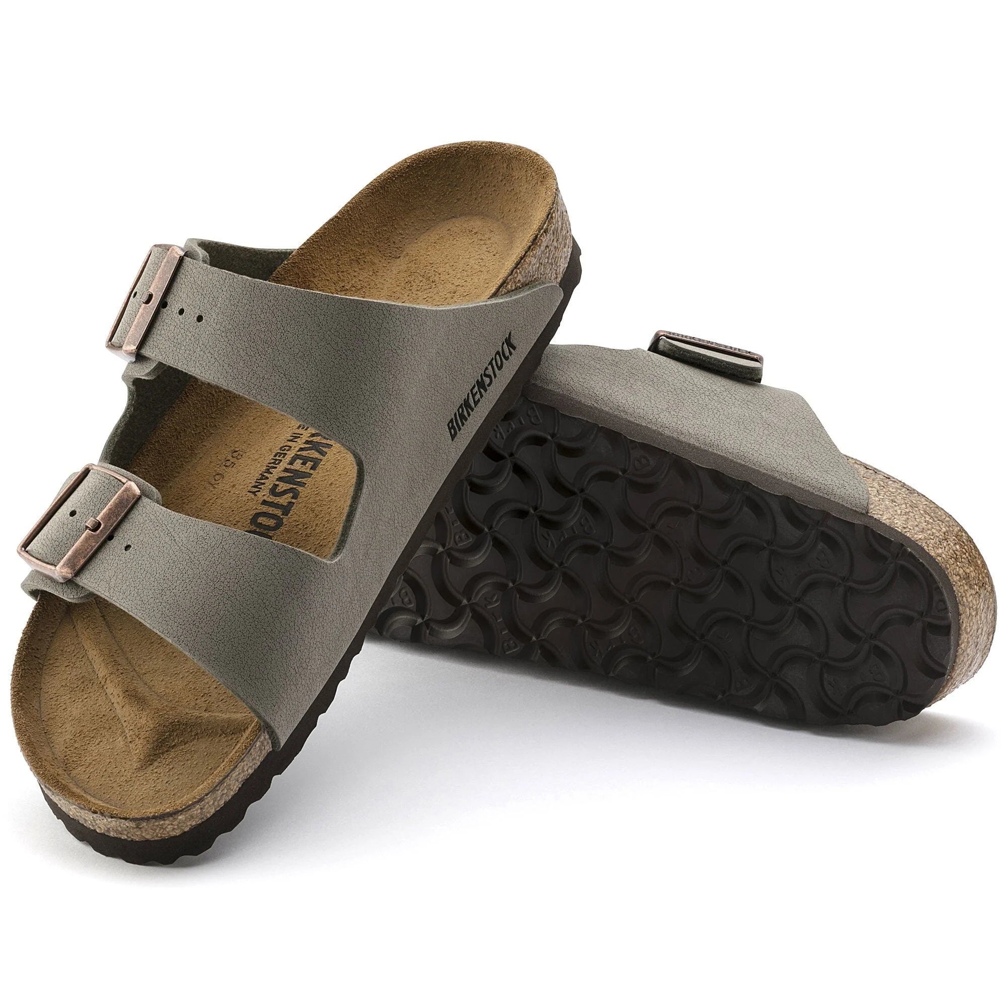 Birkenstock Unisex Arizona Birkibuc Stone (Open Box) - Gallery 5