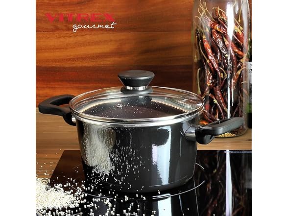 VITREX Granite Noir Metallic 7.8-Inch Stockpot with Lid