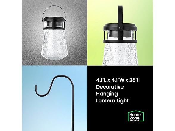 Home Zone 2Pk Crackle Glass Solar Lanterns