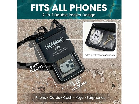 NANUK Waterproof Phone Pouch IP68 Dry Bag Black