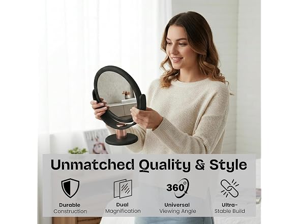 Danielle Vanity Mirror Black Rose Gold 1x 5x