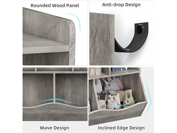 GAOMON Kids Toy Bookshelf Storage, Grey