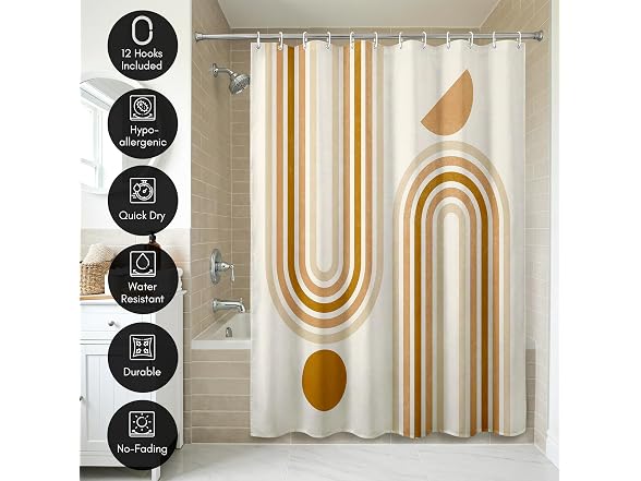 Americanflat 71x74 Boho Shower Curtain - Water-Resistant