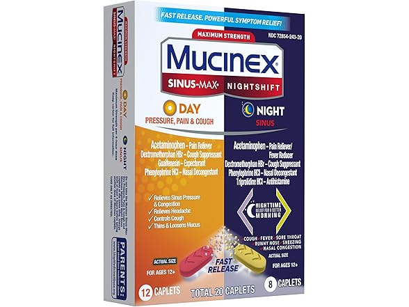 Mucinex Nightshift Sinus Caplets 2Pk