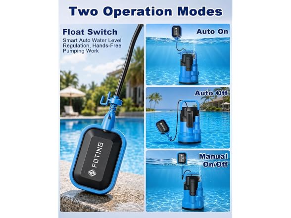 FOTING 1/2HP 4900GPH Sump Pump Float