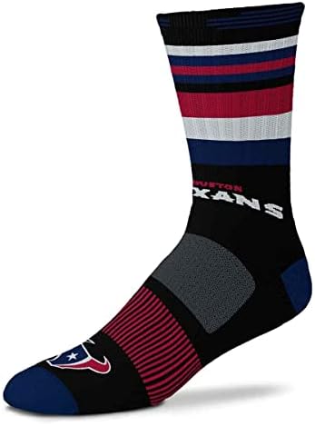 For Bare Feet Mens NFL Houston Texans Black Rave Crew Sock Large