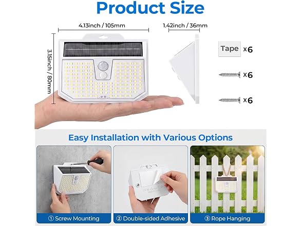 6-Pack Solar Lights Outdoor Motion Sensor, Solar Security Lights