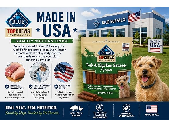 Blue Buffalo Top Chews Pork & Chicken Sausage Treat