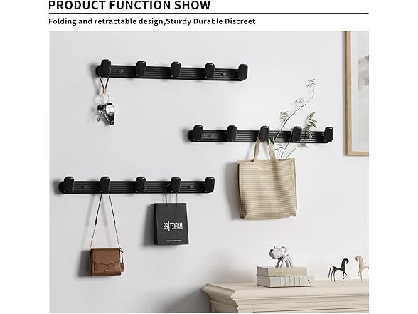 Coat Rack Wall Mount 5 Hooks Black