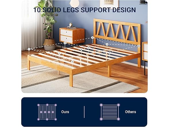 Avenco Avenco Solid Wood Platform Bed Frame wit