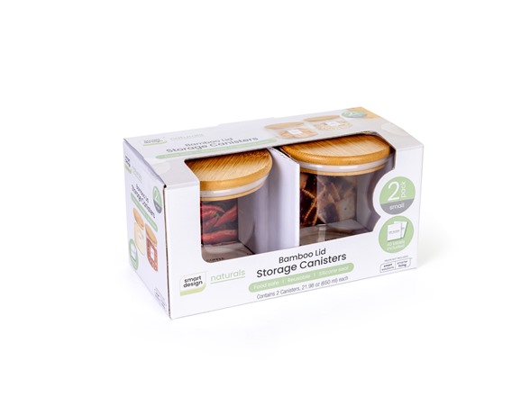 Smart Design 2pk Glass & Bamboo Canisters
