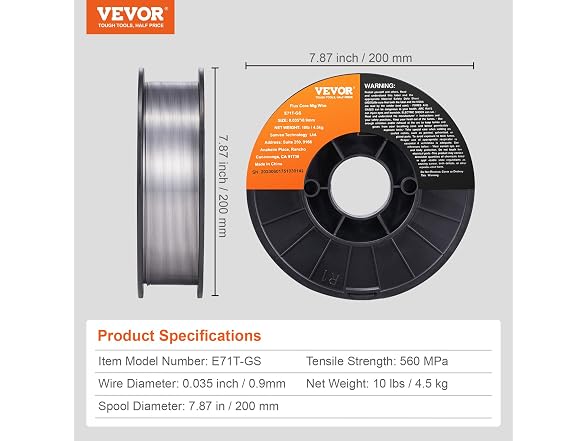 VEVOR VEVOR Flux Core Welding Wire, E71T-GS
