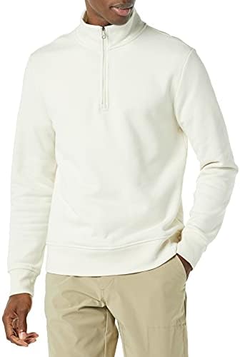 Amazon Essentials Men's Long-Sleeve Quarter-Zip Pullover Fleece Sweatshirt, Off-white, Large