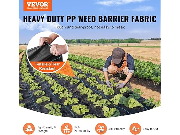 VEVOR Garden Weed Barrier Fabric