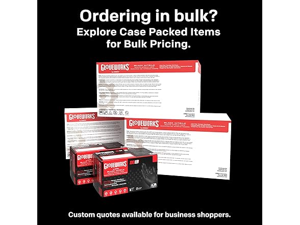 GLOVEWORKS Black Nitrile Gloves 6 Mil 100ct Medium