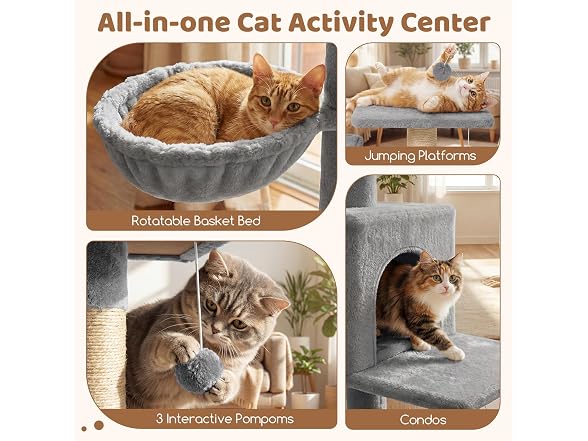 DORTALA Multi-Level Cat Tree, 65" Tall Cat Tower