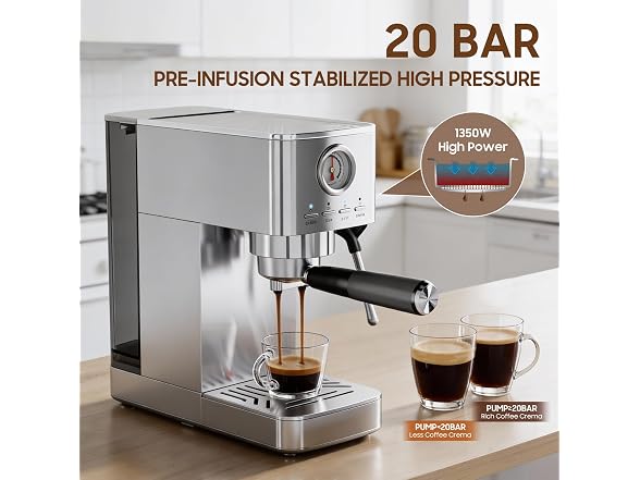 Parvusli 20 Bar Espresso, Frother