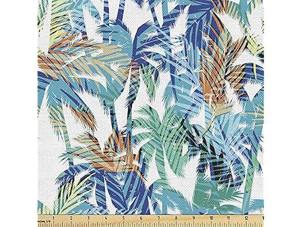 Ambesonne Palm Leaf Fabric by The Yard, Tropical
