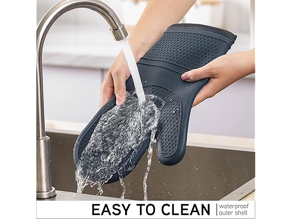 COOK WITH COLOR Silicone Oven Mitts- Black, Mitt Set