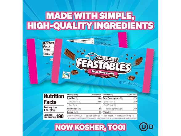 MrBeast Feastables Milk Choc Bar 1.24oz 24ct
