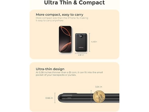 WeeFancy Small Portable Charger, Black