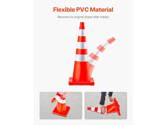 VEVOR Safety Cones, 6 x 36