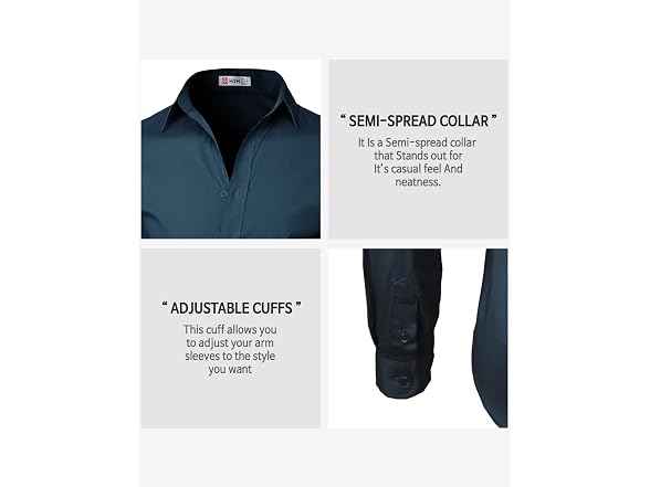 H2H Men (S) Casual Slim Button Down Spandex Shirts